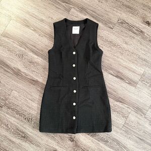 Abercrombie & Fitch Black Sleeveless Button-Front Mini Dress